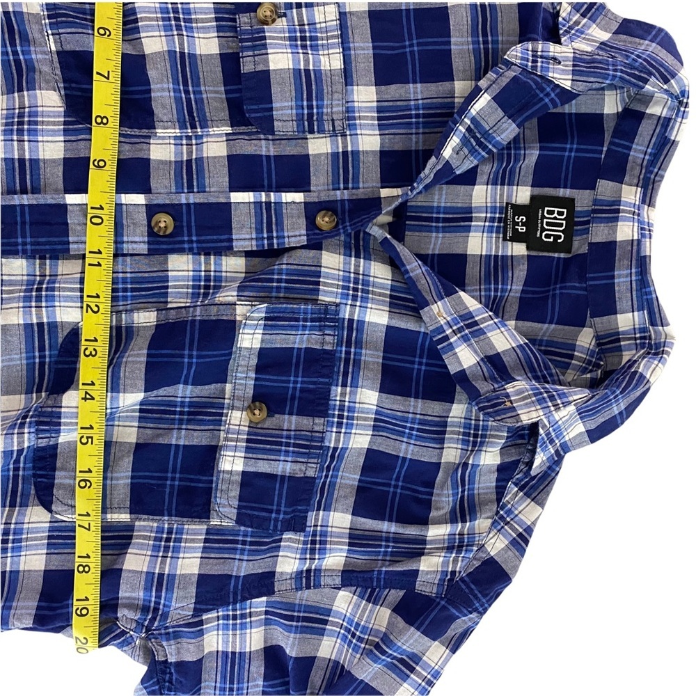 BDG Women’s Blue Plaid Long Sleeves Buttons Hi Low Cotton Shirt size S in EUC - Picture 11 of 11